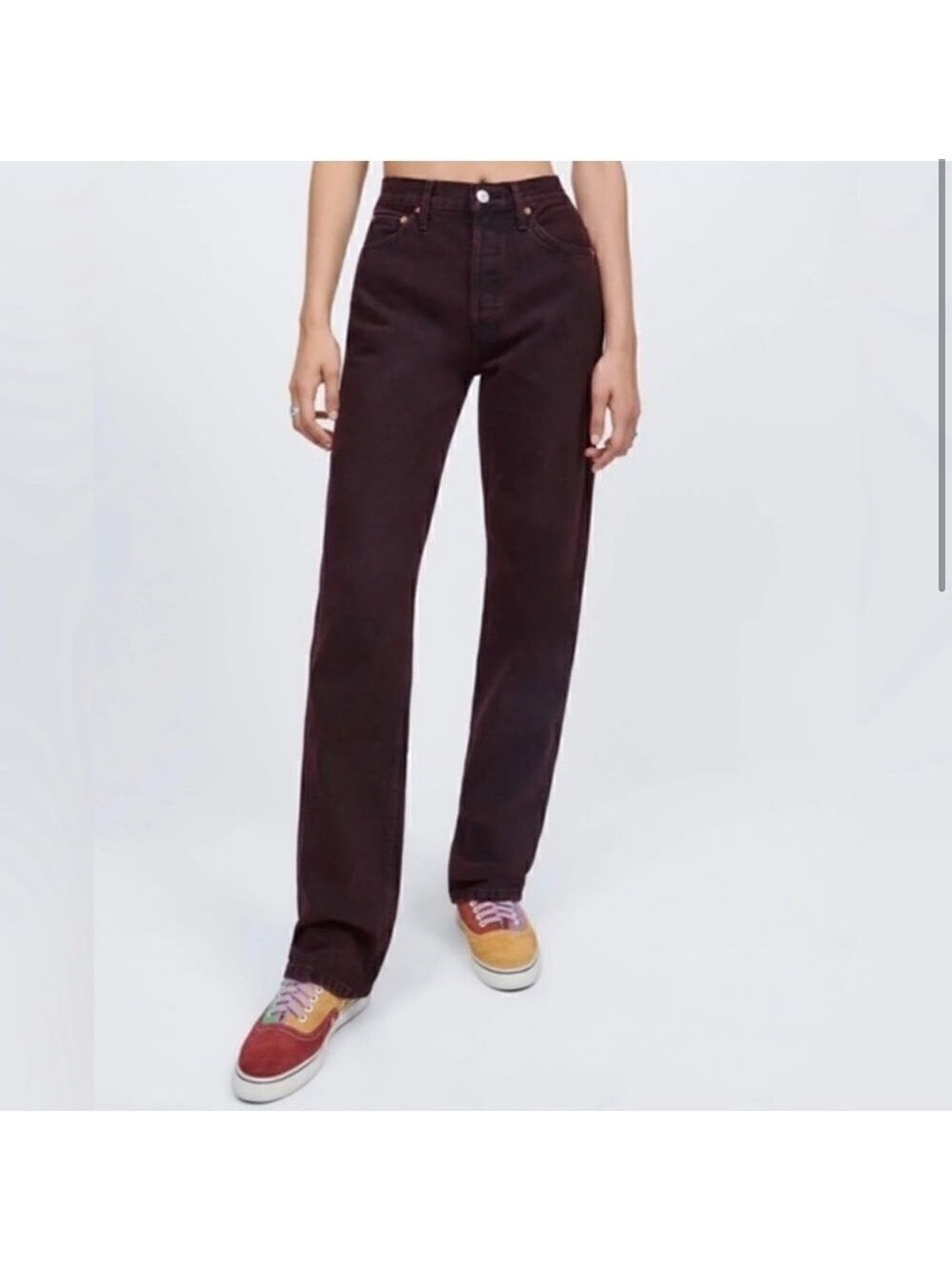 NEW Re/Done 90s High Rise Loose Wine Dipped Jeans Size 25